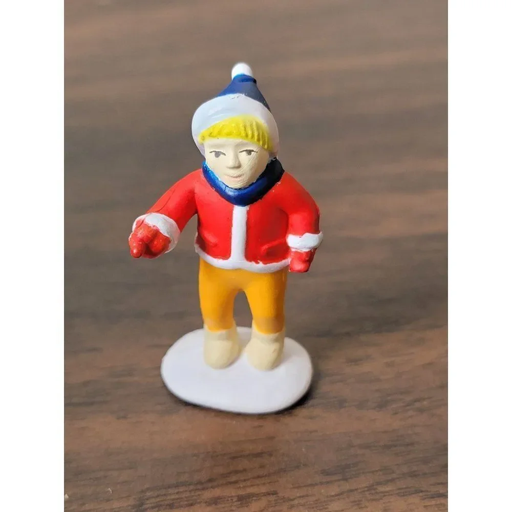 Blue hat kid play‎ Snow Village accessory Xmas decor